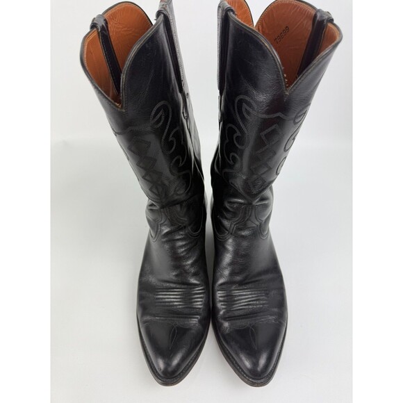 Vintage Cowboy Boots Lucchese L6809.24 Black Leather Roper Mens Size 9 EE - Picture 8 of 12